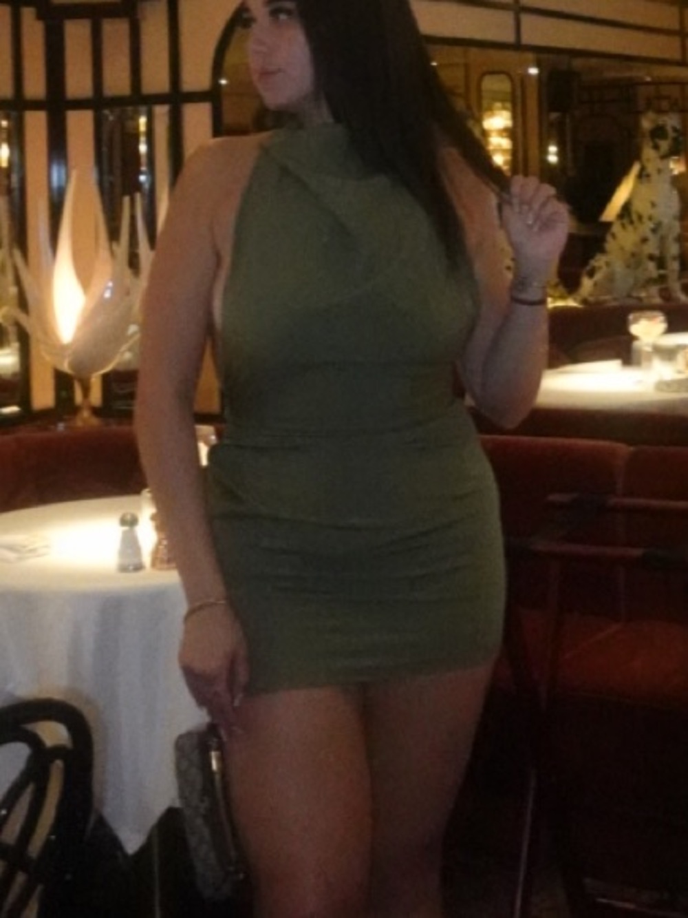 PrettyLittleThing Olive Green Halter Bodycon Dress